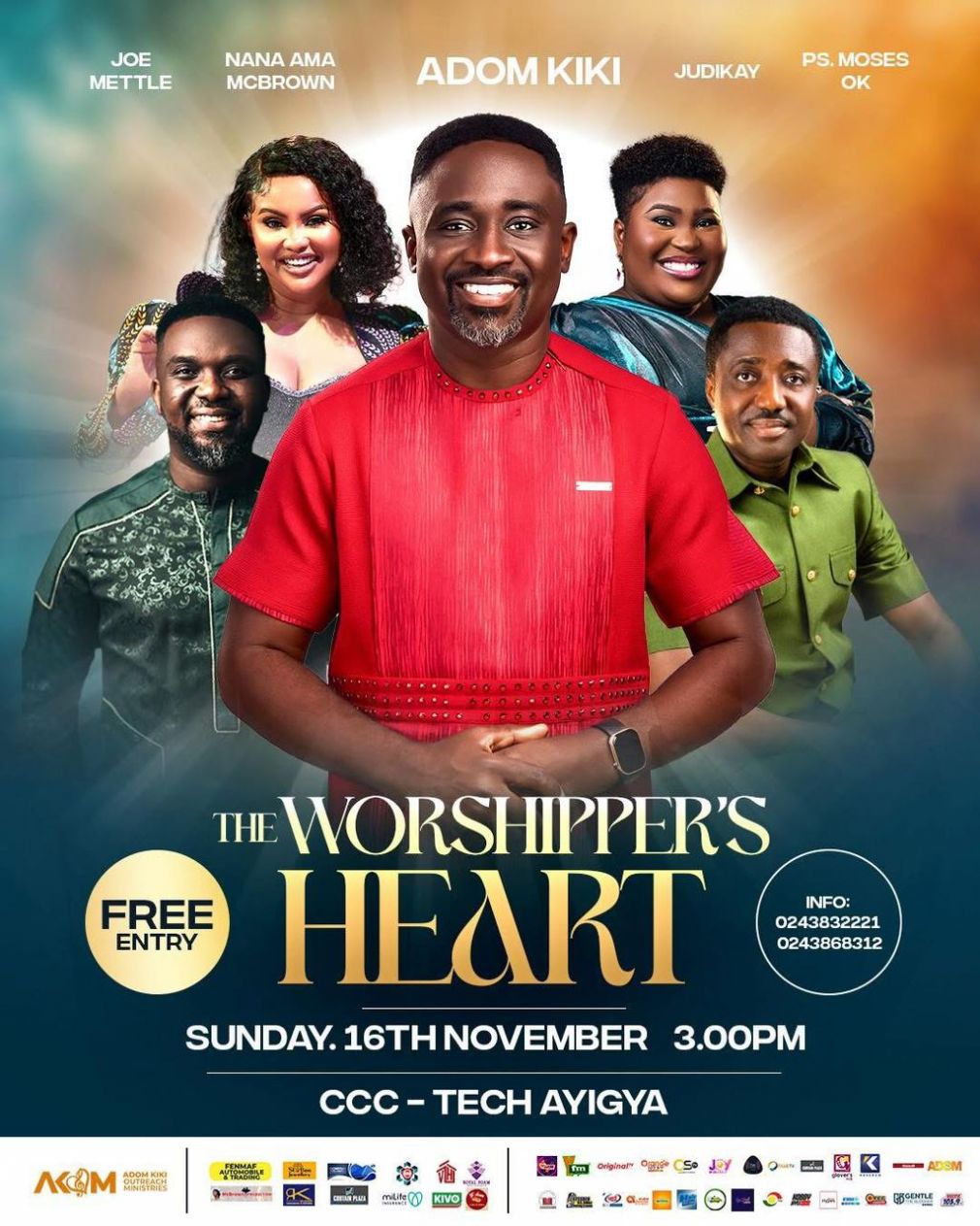 Kumasi, prepare for a shake-up! Joe Mettle, Judikay, and Nana Ama McBrown are storming CCC for Adom Kiki's "Worshipper's Heart" 2025. It's going to be epic!